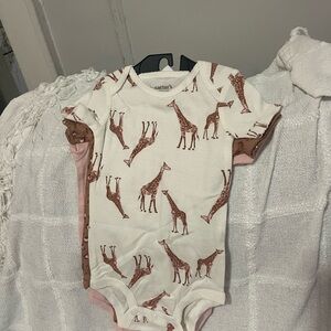 Gerber Cream and Brown Giraffe Print Bodysuit